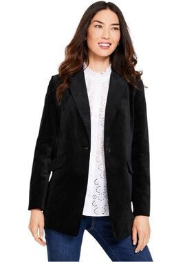 Talbots Modern Velveteen Blazer Black NWOT Size 4P